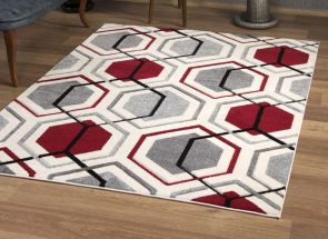 Elsie Red & Cream Floor Mat - 1