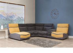 Lazio Grey & Mango Corner Sofa W/Drinks Console