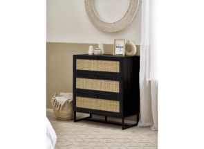 Padstow Black Three Drawer Chest