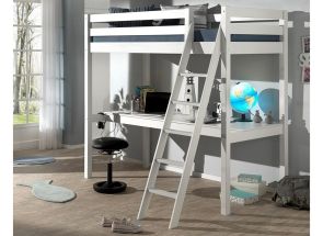 Pino White Mezzanine High Sleeper With Desk Room