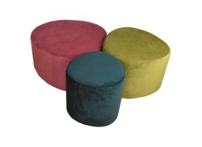 Set Of Three Fabric Footstools
