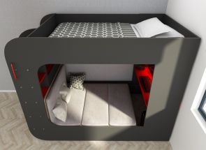 M-Space Bed With Sofa Bed - open